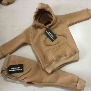 kids jogger suits cotton fleece apparel beige with custom logo manufacturer supplier addiction enterprises