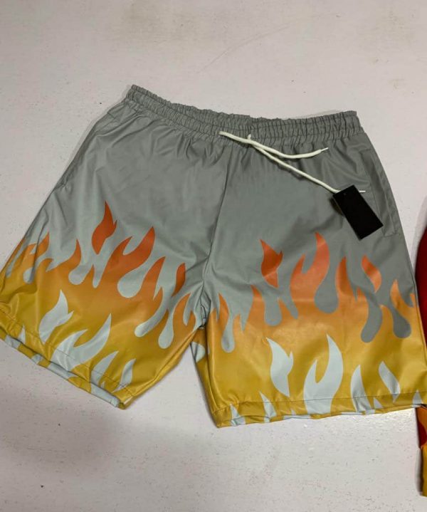 reflector shorts custom with screen printing fire lit logo manufacturer supplier grey front short inseam addiction enterprises
